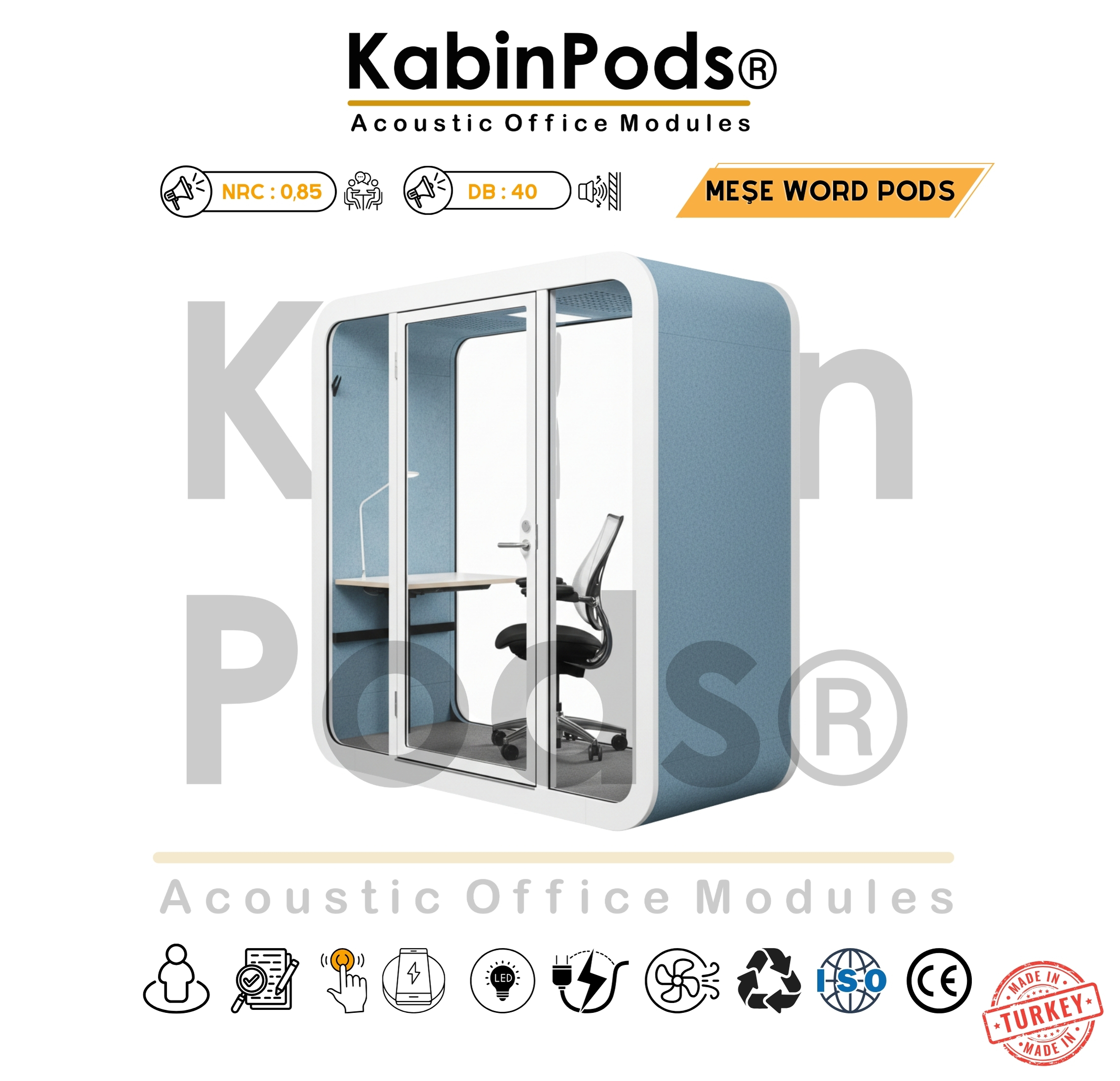 Çalışma Kabini WorkPod WP-187 - Ses Yalıtımlı 4-6-8 Kişilik Kabin